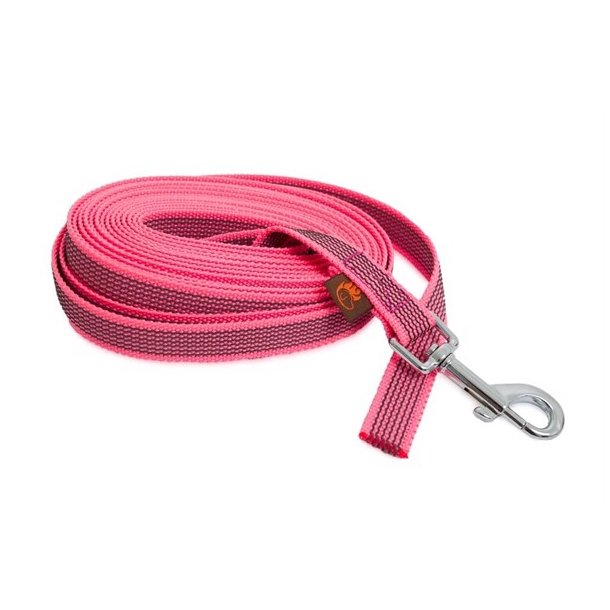 Firedog sporline med gummigreb 10 m - Pink